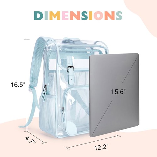mommore Clear Backpack Heavy Duty Large Clear Bookbag for School Transparent PVC Stadium Approved See Through Back Pack