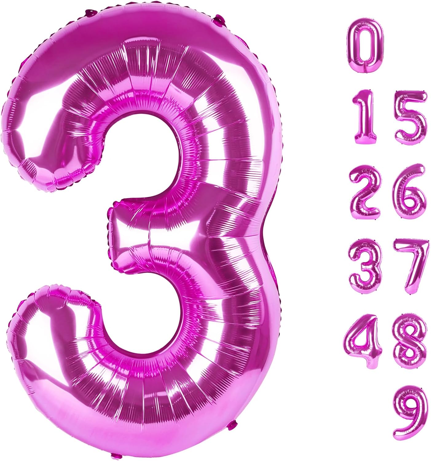 Numbers Balloon - 40 Inch Large Rose Purple Balloon for 3rd Birthday Decor | Perfect for Parties