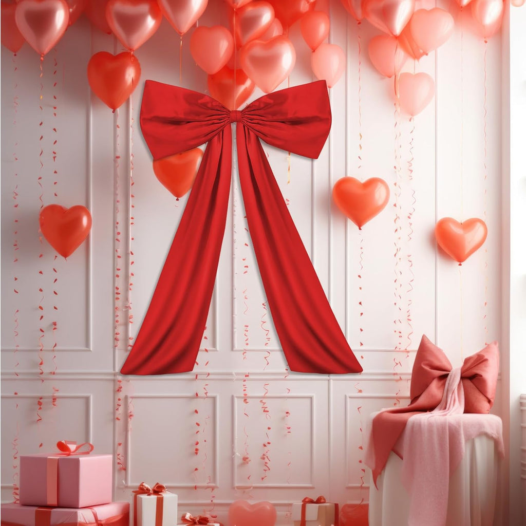 Wavwavw Large Red Bow Decor - Giant Satin Ribbon Tie for Birthday & Wedding Decorations | 24 x 36 Inches