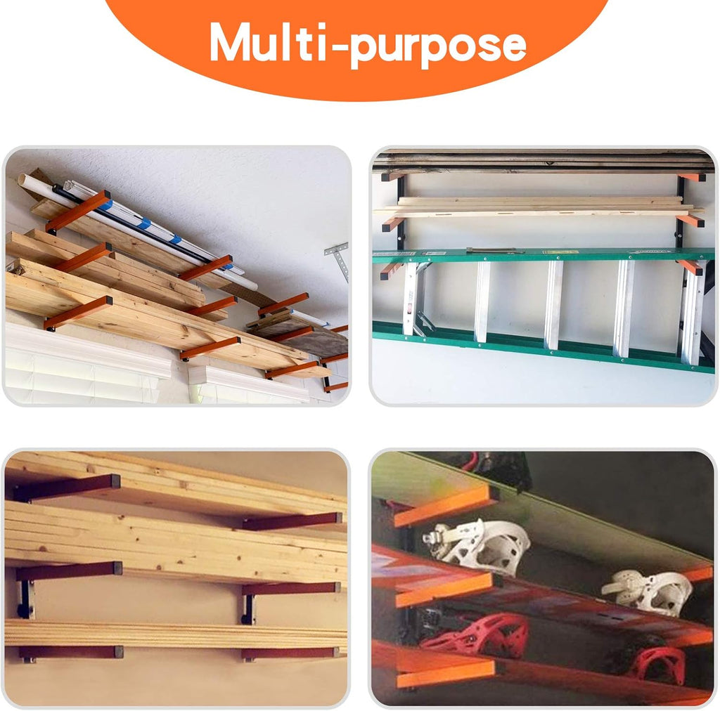 Ultrawall Wall Mount Wood Organizer - 3-Level Metal Rack for Indoor & Outdoor Use | 4 Pack