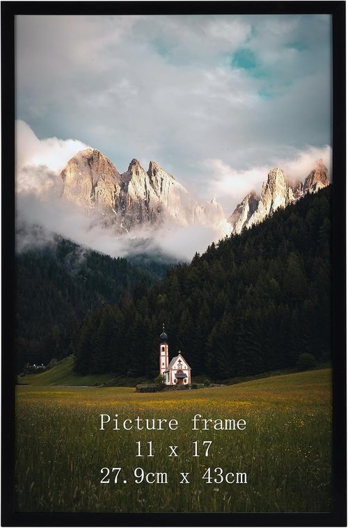 Giftgarden 11x17 Picture Frame - Sleek Black Thin Poster Frame for Wall Display, Single