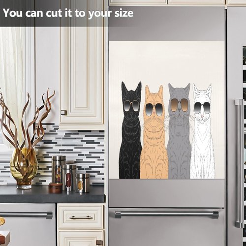 Cat Print Dishwasher Magnet Cover 23x26 inch,Decorative Dishwasher Magnet Cover Cat Pattern Refrigerator Magnetic Sticker Cover