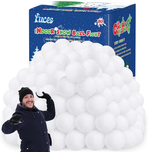Luces 80 PCS Snow Balls - Soft White Fake Snowballs for Indoor/Outdoor Winter Fun & Christmas Decor