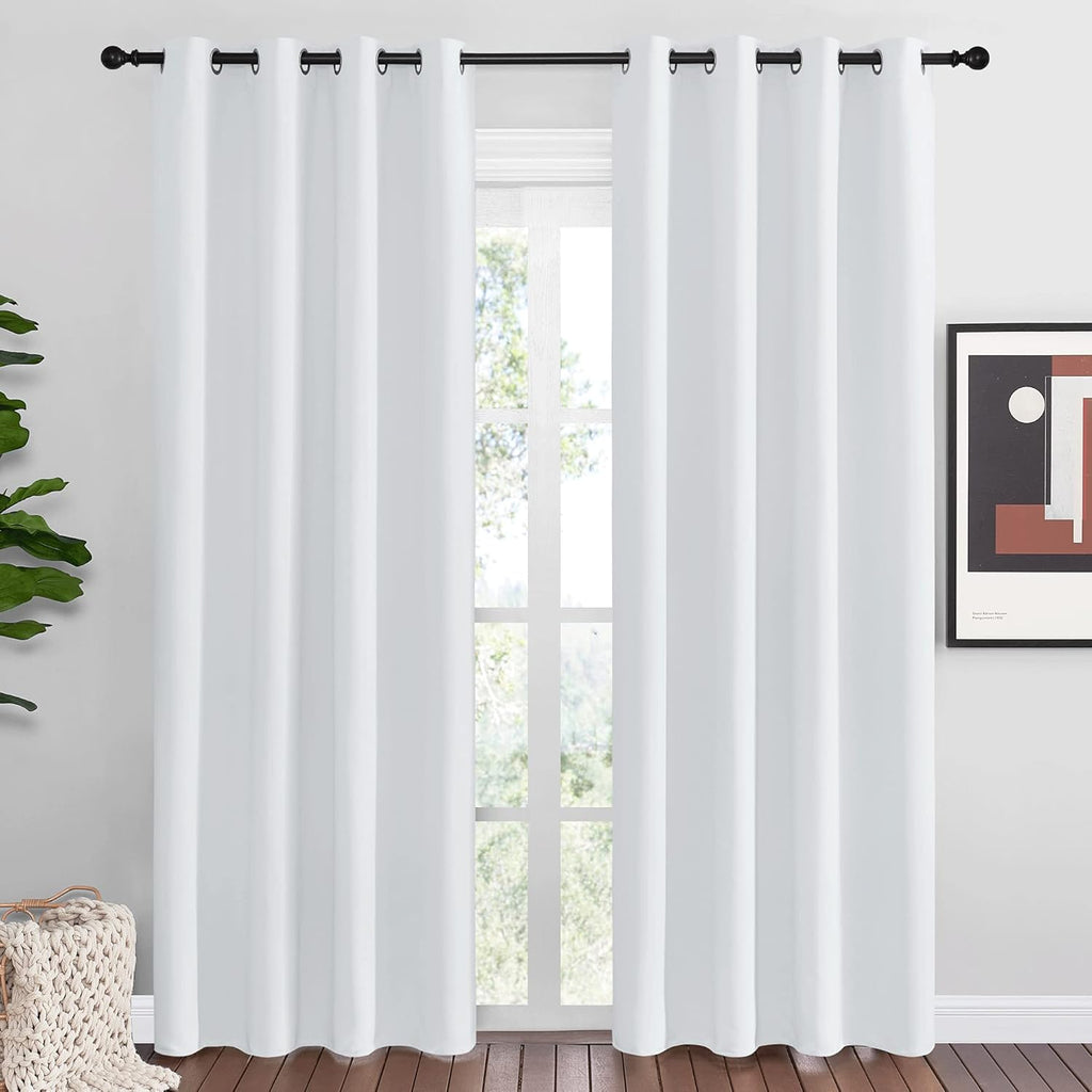 NICETOWN Room Darkening Curtains - Easy Care Thermal Insulated Grommet Drapes (2 Panels, 55" x 86", Greyish White)
