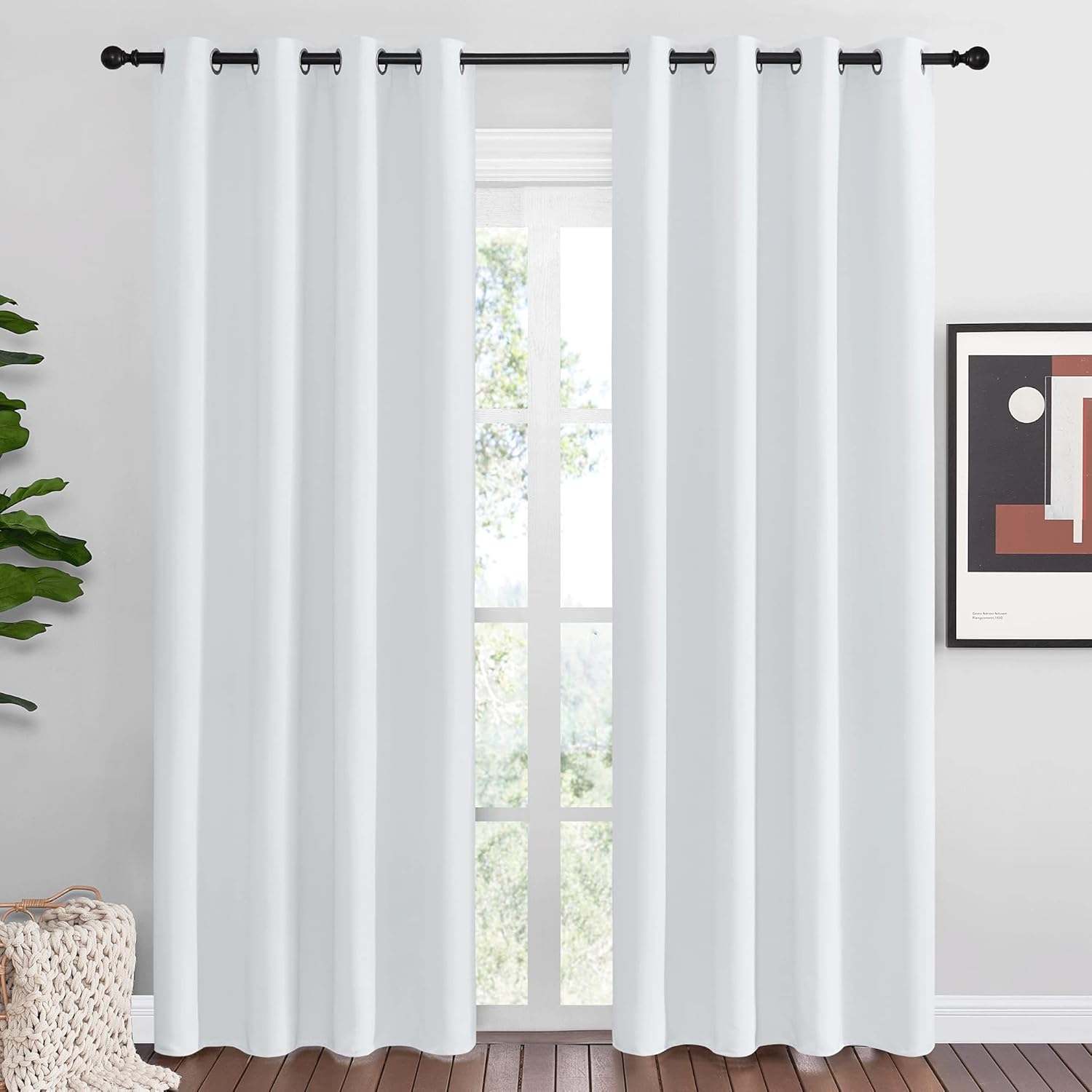 NICETOWN Room Darkening Curtains - Easy Care Thermal Insulated Grommet Drapes (2 Panels, 55" x 86", Greyish White)
