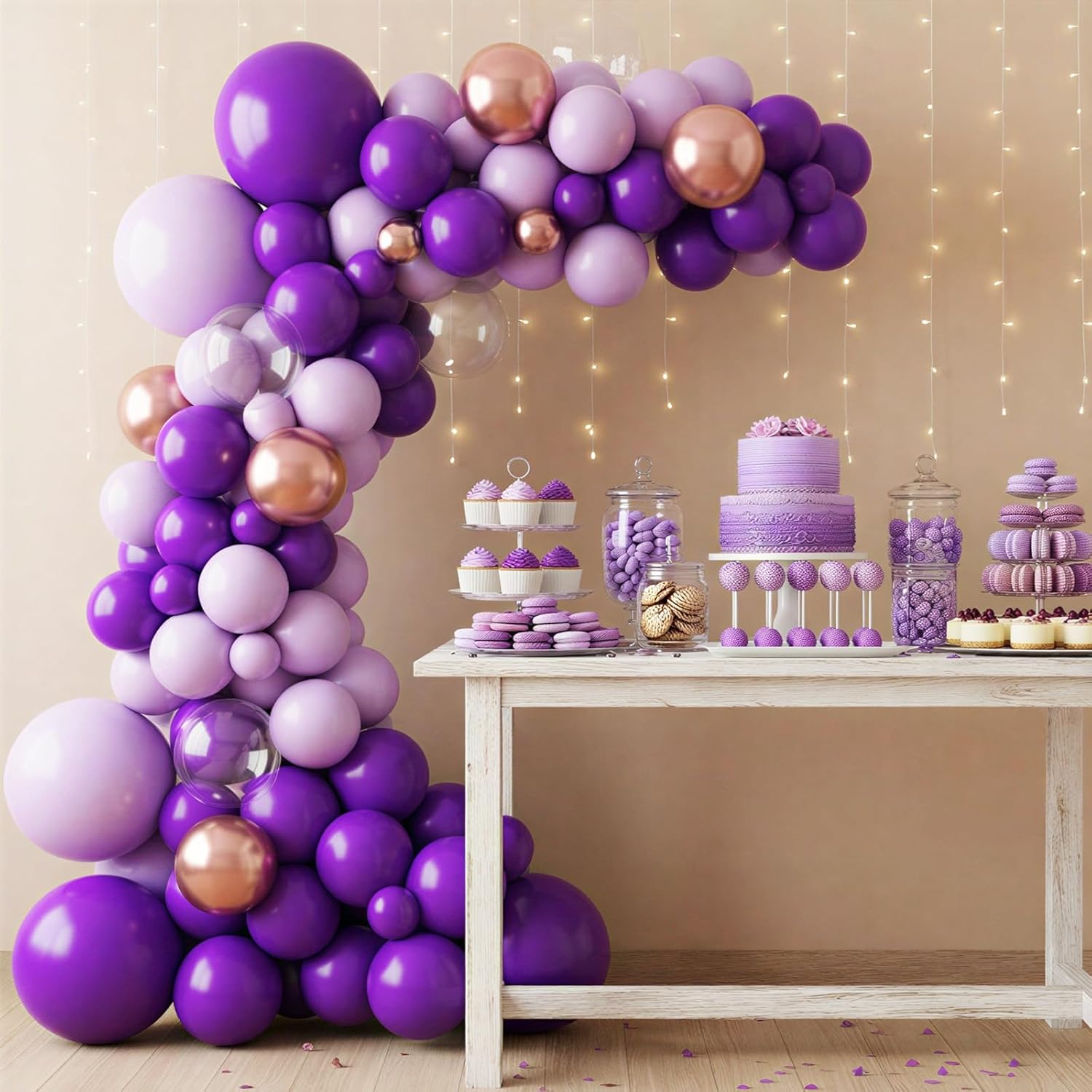 RUBFAC Dark Purple Balloons - 129-Piece Latex Balloon Garland Kit | 5-12 Inch for Weddings & Parties