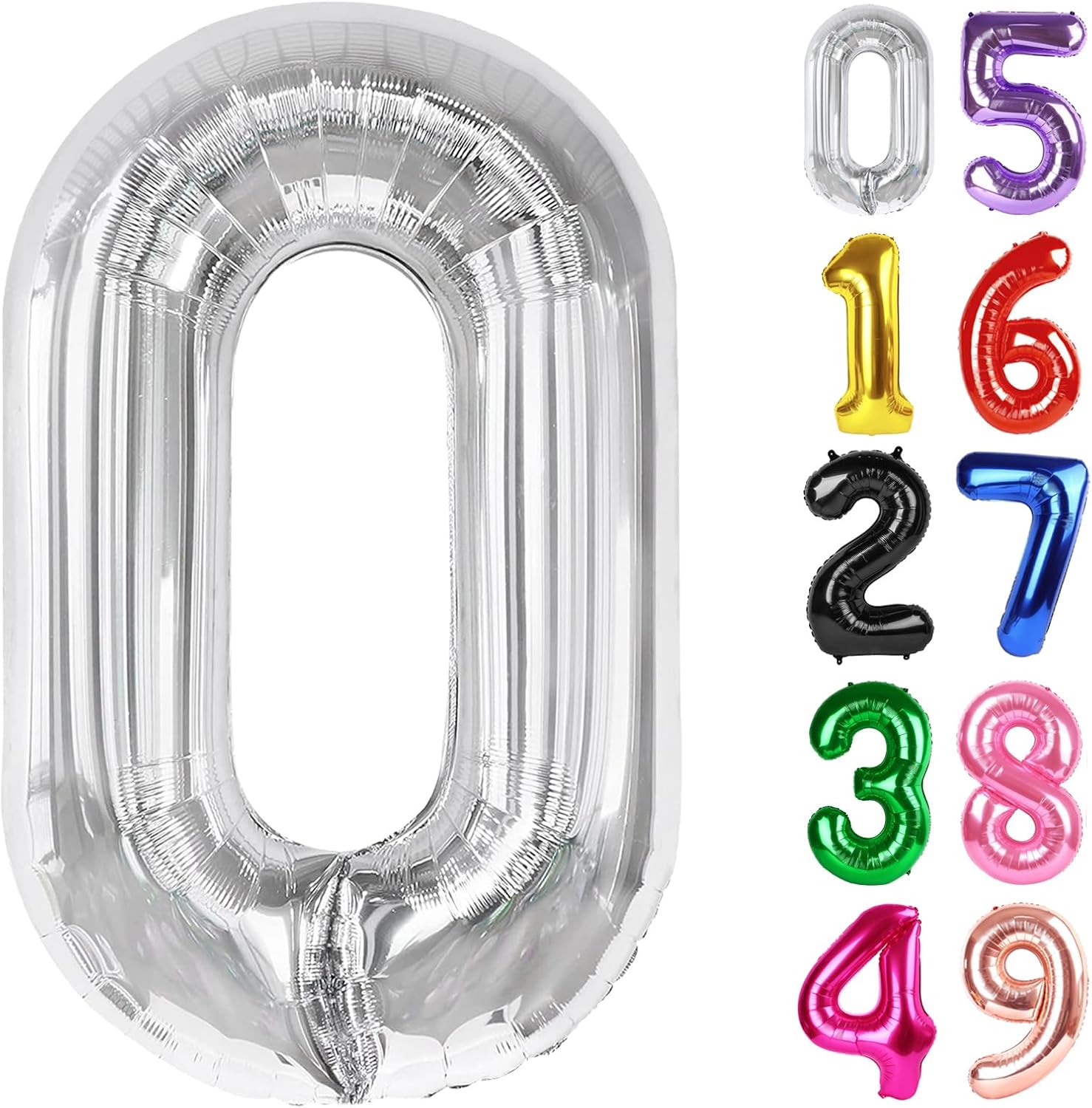 Silver Number 0 Balloon - 40 Inch Birthday Decoration for Milestone Celebrations | Party Supplies