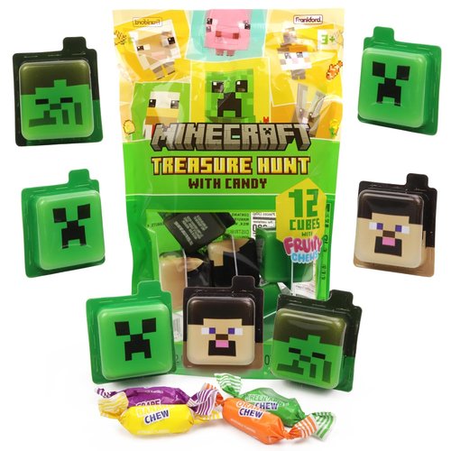 Minecraft Creeper Candy Treasure Hunt - Pre-Filled Characters with Fruit Chews | 12 Count Birthday Party Snacks