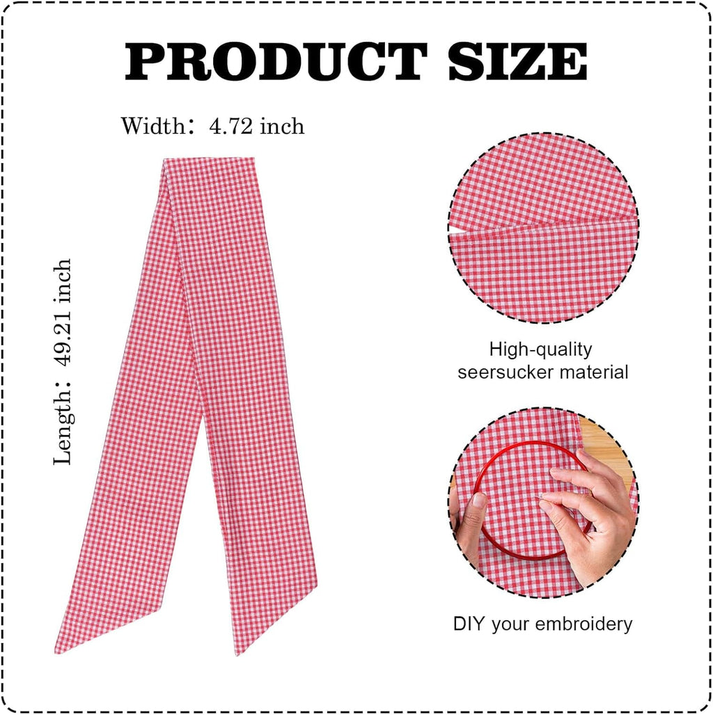 Skiennix Red White Gingham Wreath Sash - 5.12" Wide x 54.33" for Holiday Door Decor