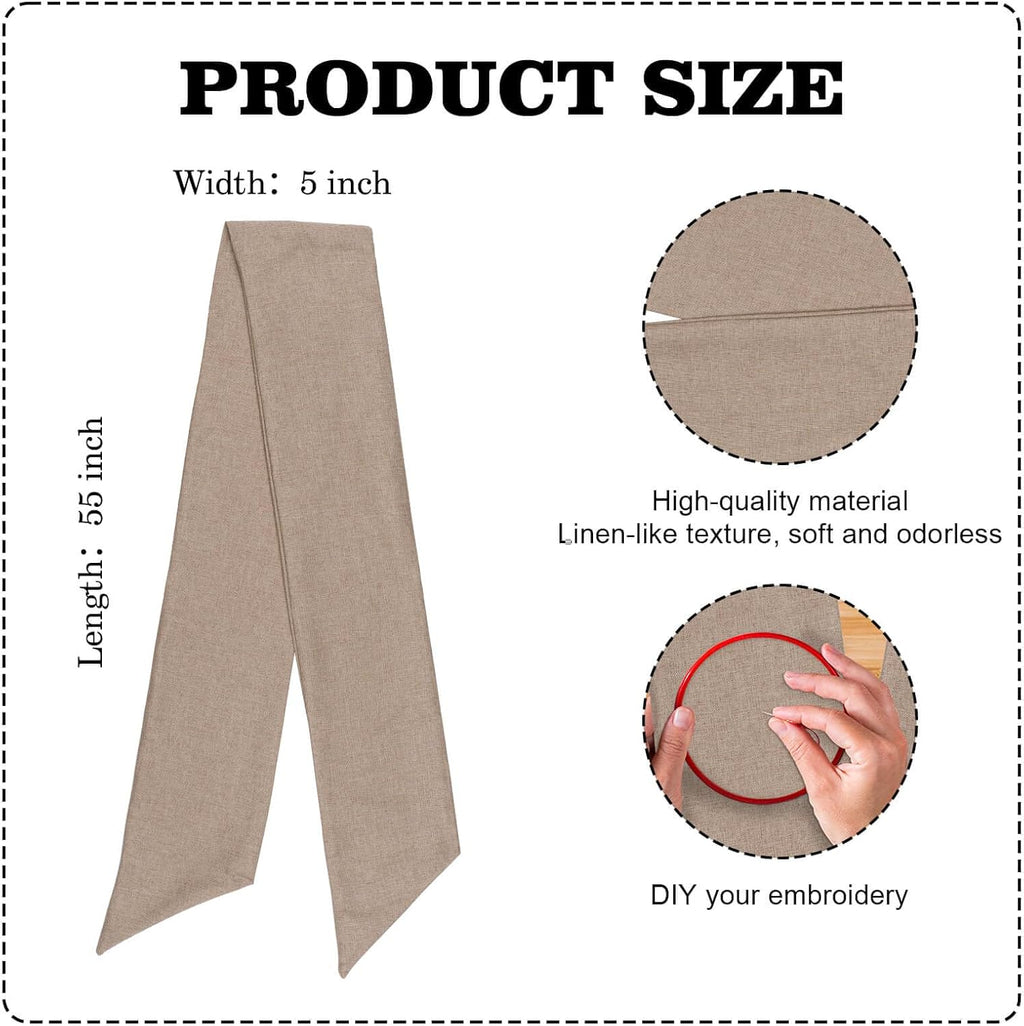 YKW Brown Wreath Sash - 55"x5" Linen Look Blank Ribbon for DIY Embroidery | Rustic Holiday Decor
