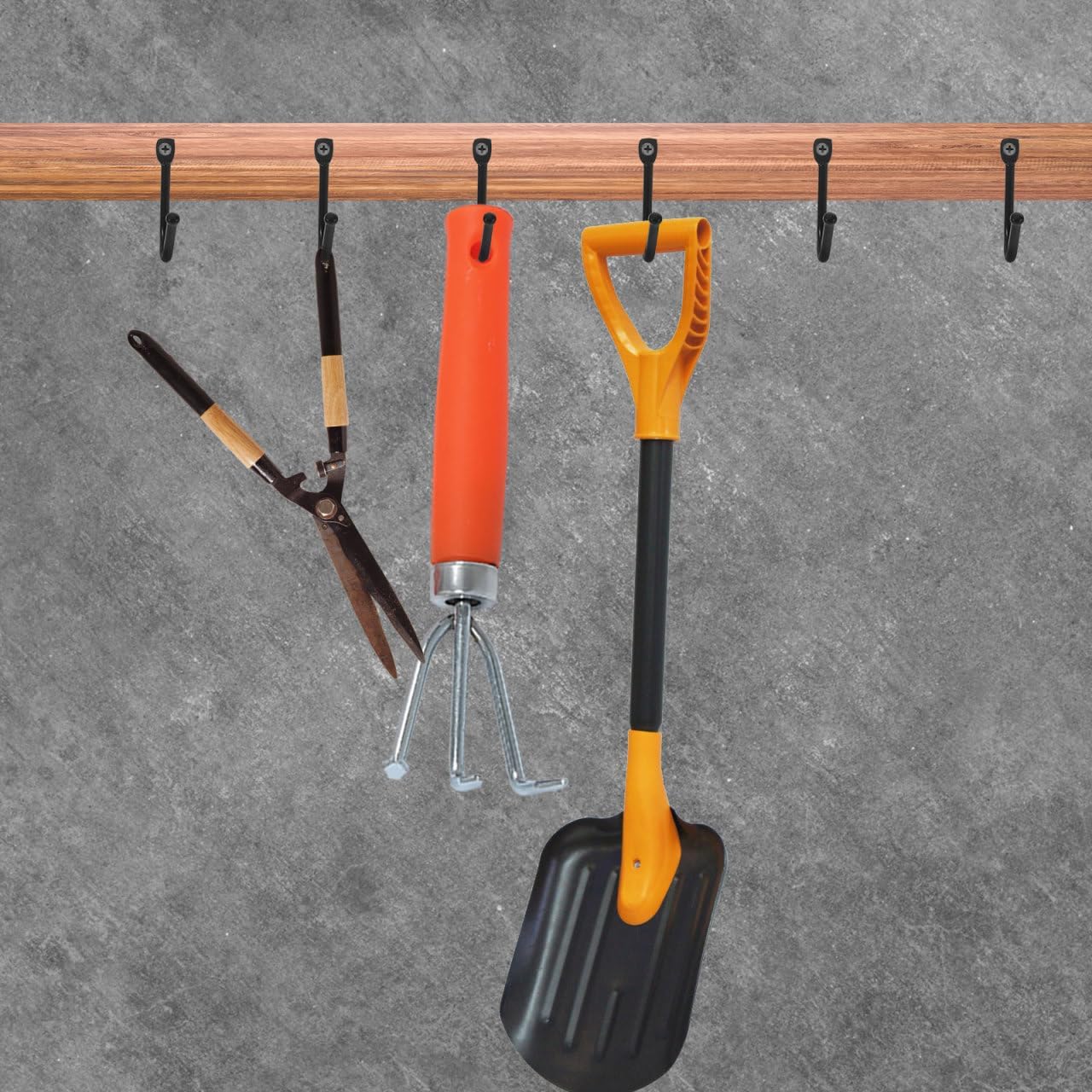 POPETPOP Heavy-Duty Garage Storage Hooks - 20pcs Steel Tool Organizer for Garden Tools & Bags | Wall-Mounted (Black)