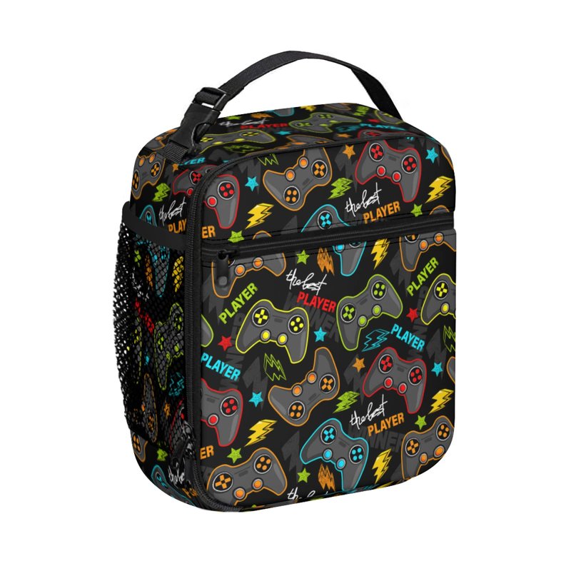 Miaoquhe Video Game Controller Insulated Lunch Bag, Gaming Gadgets Lunch Box for Boys Girls Kids, Portable Reusable Zipper Lunch Box for Men Women School Work Picnic Travel