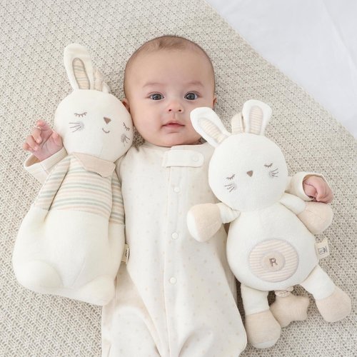 Mrs. Bunny Soft Cotton Stuffed Bunny Toy - Lullaby Music for Newborns & Infants 0-6 Months | Perfect Easter Gift