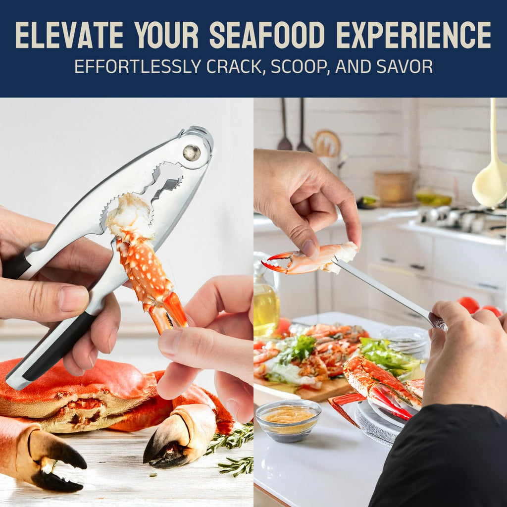 Premium Crab Leg Crackers and Tools, Set of 4 Lobster Crackers & Stainless Steel Lobster Picks, Crab Crackers and Tools, Seafood Tools Set by Smedley & York