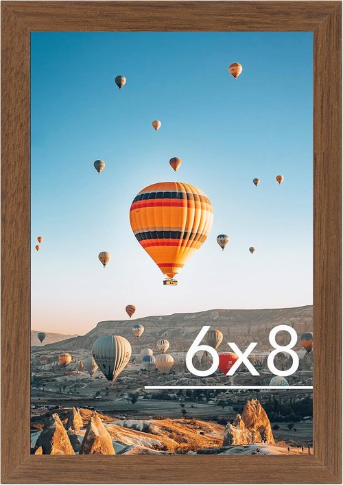 JCJMY 6x8 Picture Frame - Brown Wall Hanging & Tabletop Display | Shatter-Resistant Plexiglass