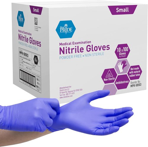 MedPride Nitrile Exam Gloves - Powder-Free, Small Size, Case of 1000 (Pack of 10)