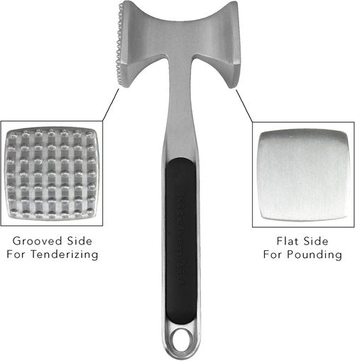 KitchenAid Gourmet Meat Tenderizer - Multi-Sided Design for Easy Pounding | Black, Hand Wash, One Size