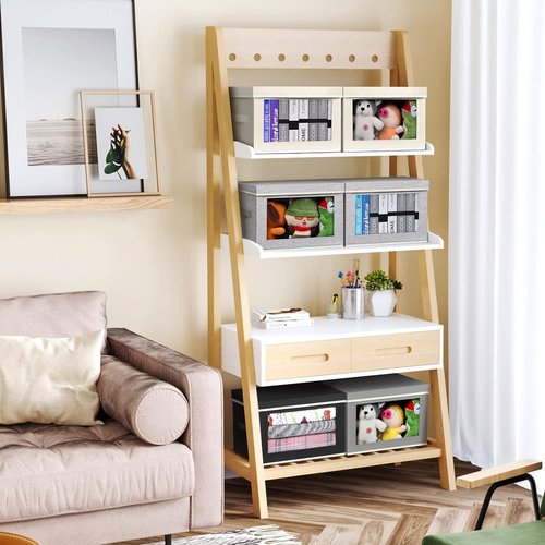 Homsorout Closet Organizers - 6 Large Fabric Storage Bins with Handles for Efficient Shelf Organization
