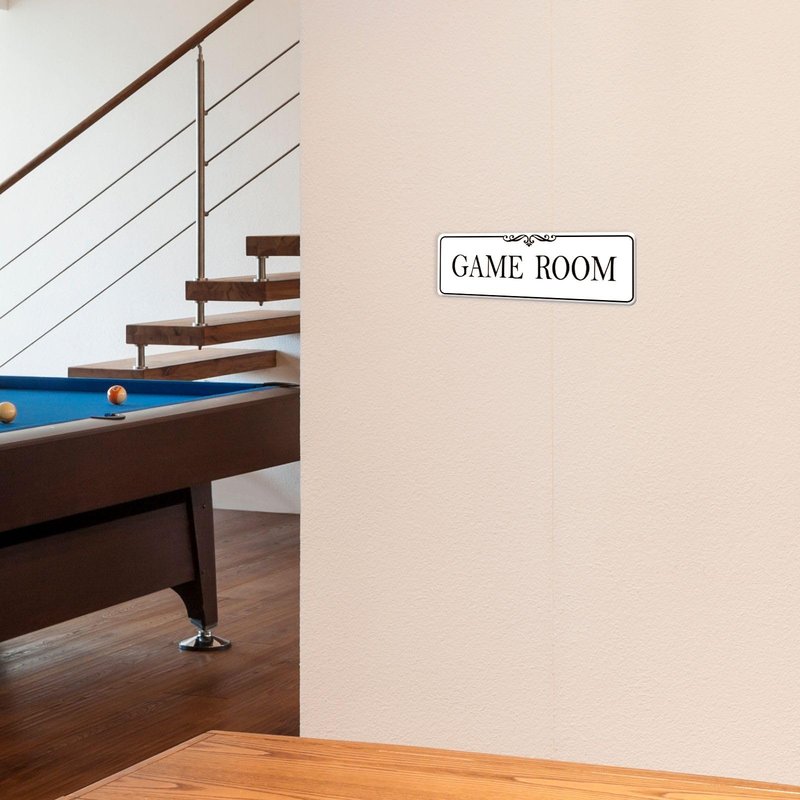 9x3 Inch Game Room Sign, Acrylic Self-stick Door Wall Signage for Video Place Playroom (Elegant White)