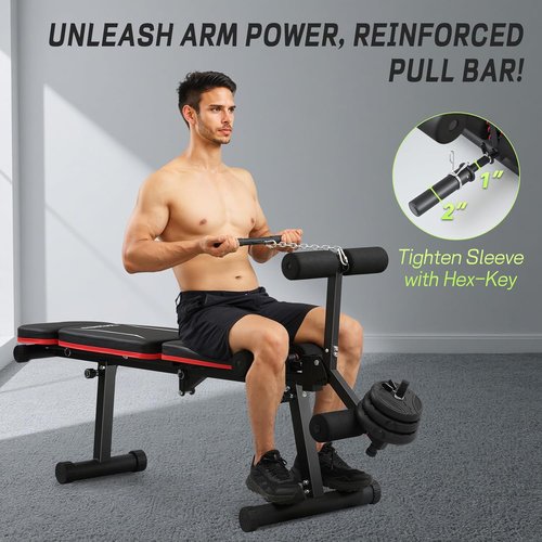 **Skiennix Adjustable Weight Bench - Foldable Design with Leg Extension & Curl | 1200LB Capacity for Full-Body Strength Training**