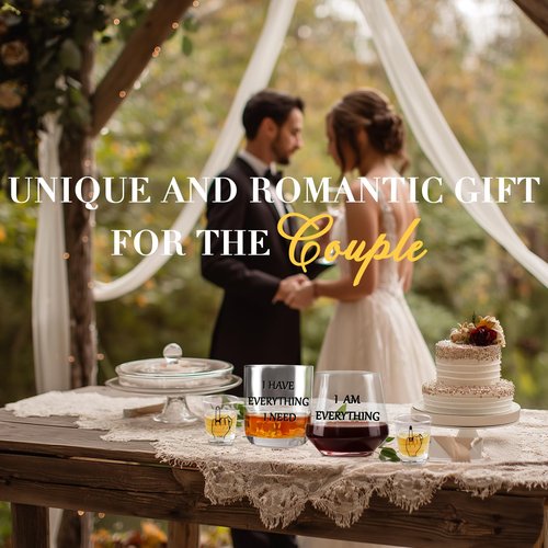 JOVGANK I Have Everything I Need I Am Everything Drinking Set of 2, Finger Shot Glasses Set of 2, Wedding Gifts for Couples, Bridal Shower Gifts, Anniversary, Engagement Couple Gift for Him Her
