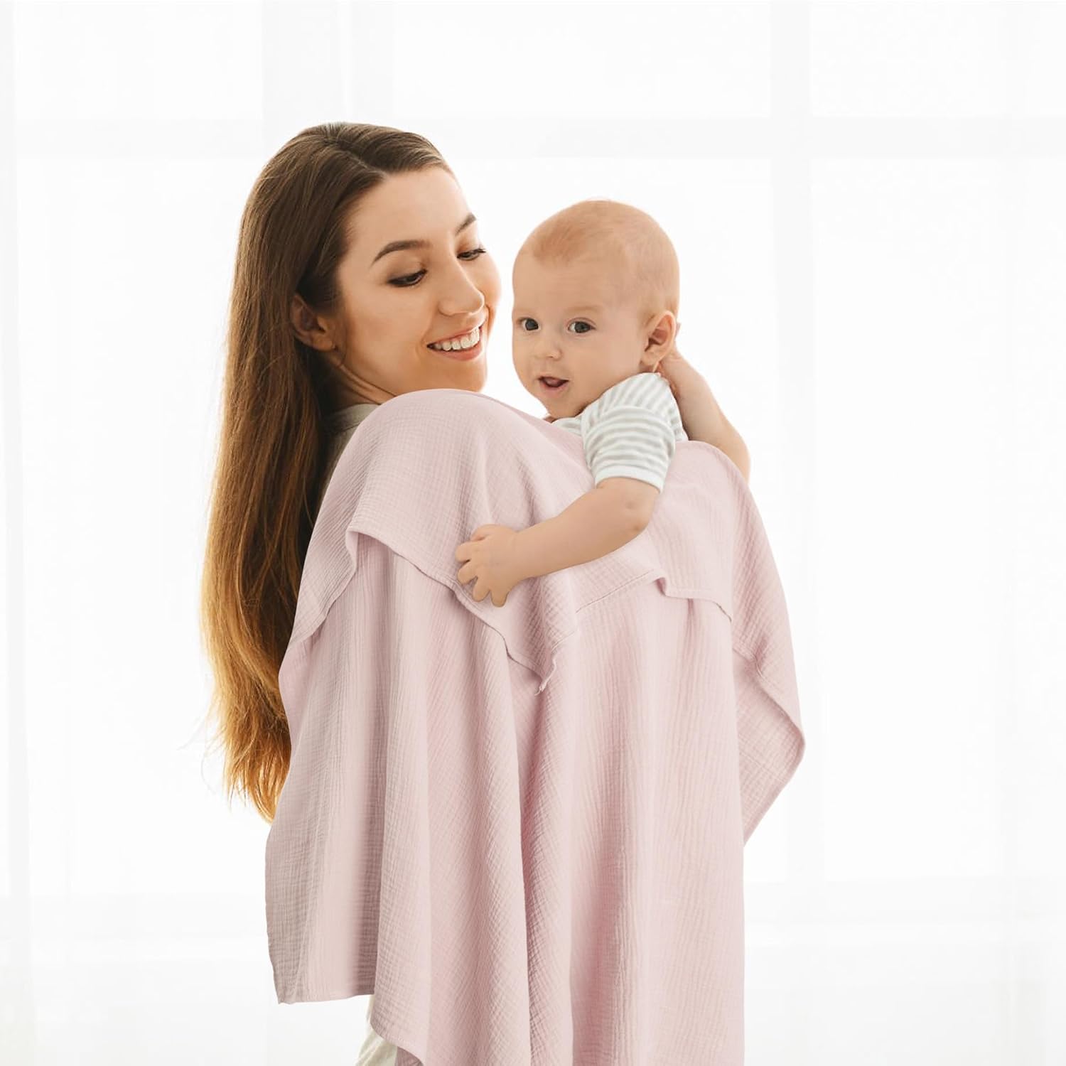 Susurration Muslin Receiving Blanket - 100% Cotton Soft Swaddle for Newborns | 38x40 Inch (Pink)