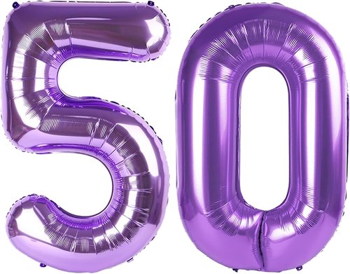 Foil Number 50 Balloons by [Brand Name] - 40 Inch Purple Birthday Party Decoration for Men & Women