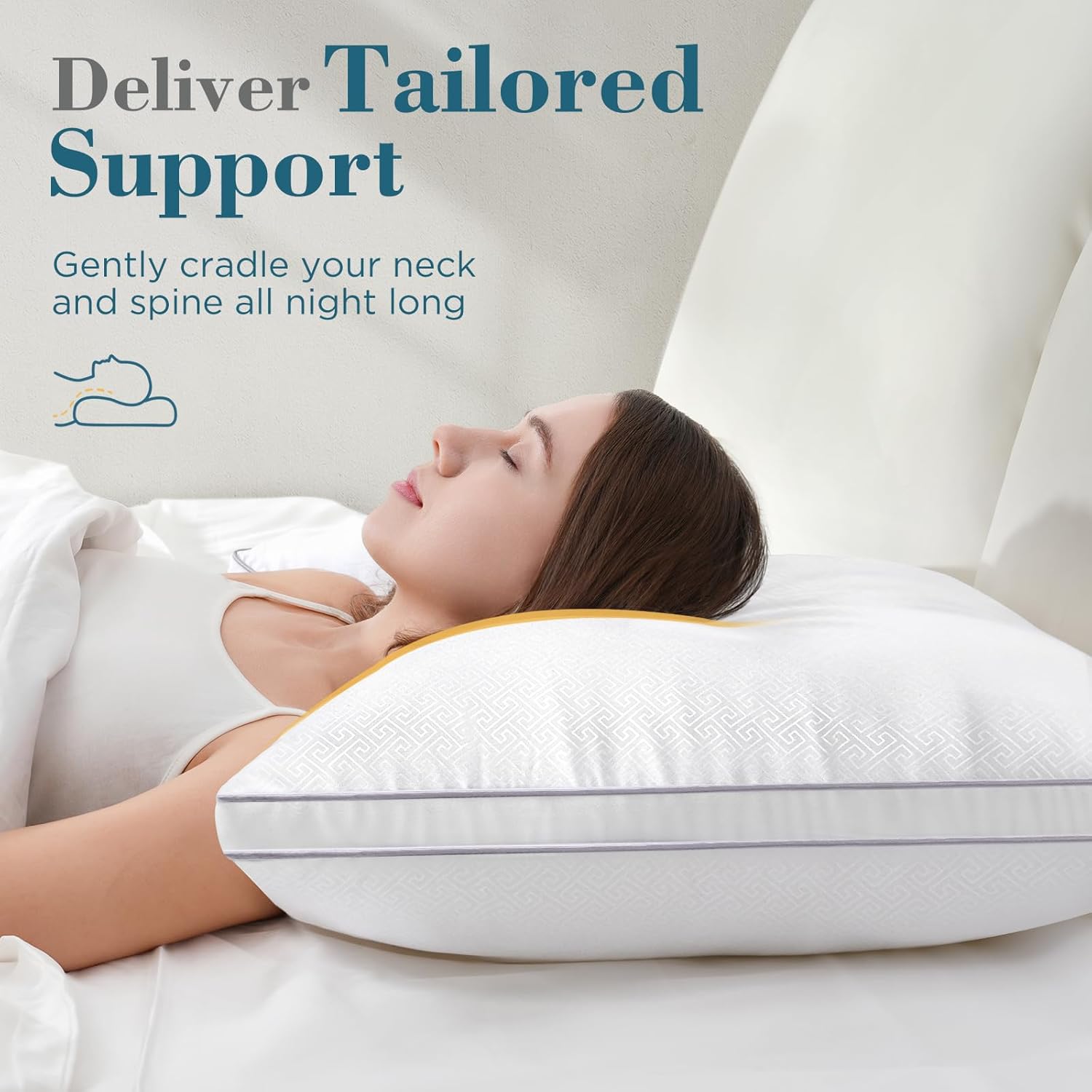 Viewstar Queen Size Pillows - Set of 2 Hotel Quality Down Alternative for All Sleep Positions | White