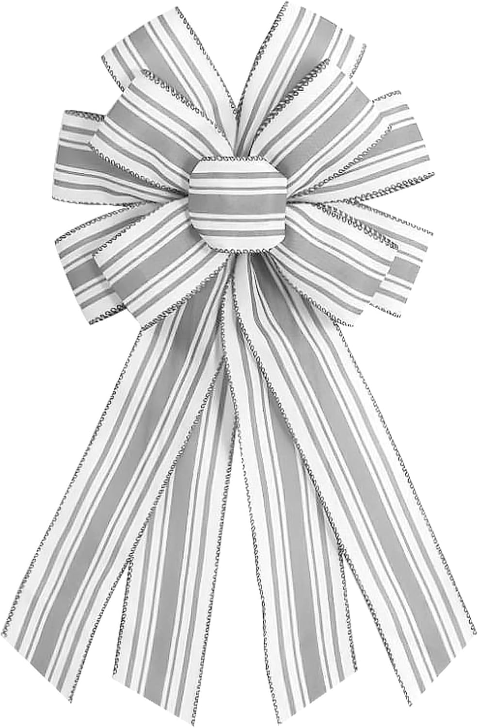 Regine Switzerland Grey & White Stripes Wreath Bow | Perfect for Birthday, Anniversary & Wedding Decor
