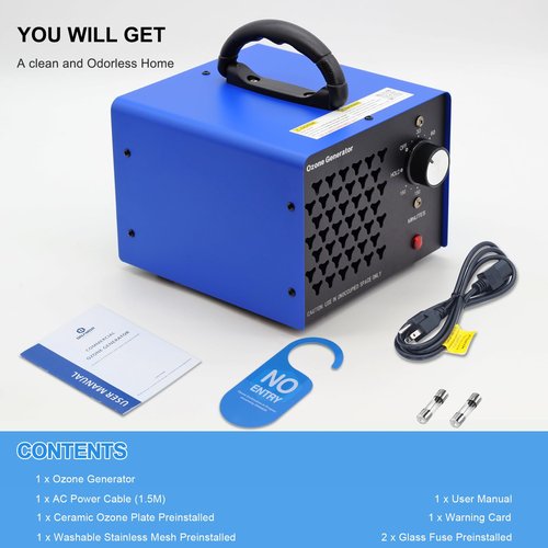 NAMOWELL Ozone Generator 70000mg, High Capacity Ozone Machine Odor Removal Up to 6000 Sq.Ft, Ozone Odor Eliminator, Ionizer Ozonator for Smoke, Car, Basement, And Pet Room, Blue