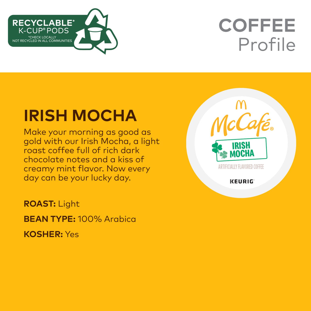 McCafe Irish Mocha, Keurig Single Serve K-Cup Pods, Flavored Coffee, 72 Count (6 Packs of 12)