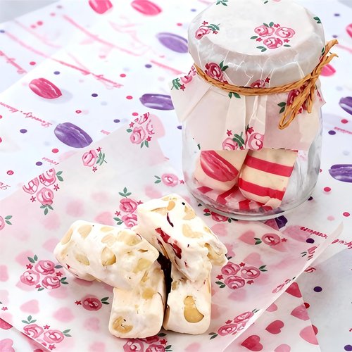 meleg otthon 50 Pcs Valentine's Day Floral Wax Paper Sheets for Food, Deli Parchment Baking Paper, Sandwich Candy Cookies Waterproof Wrappers Oilproof Basket Liners