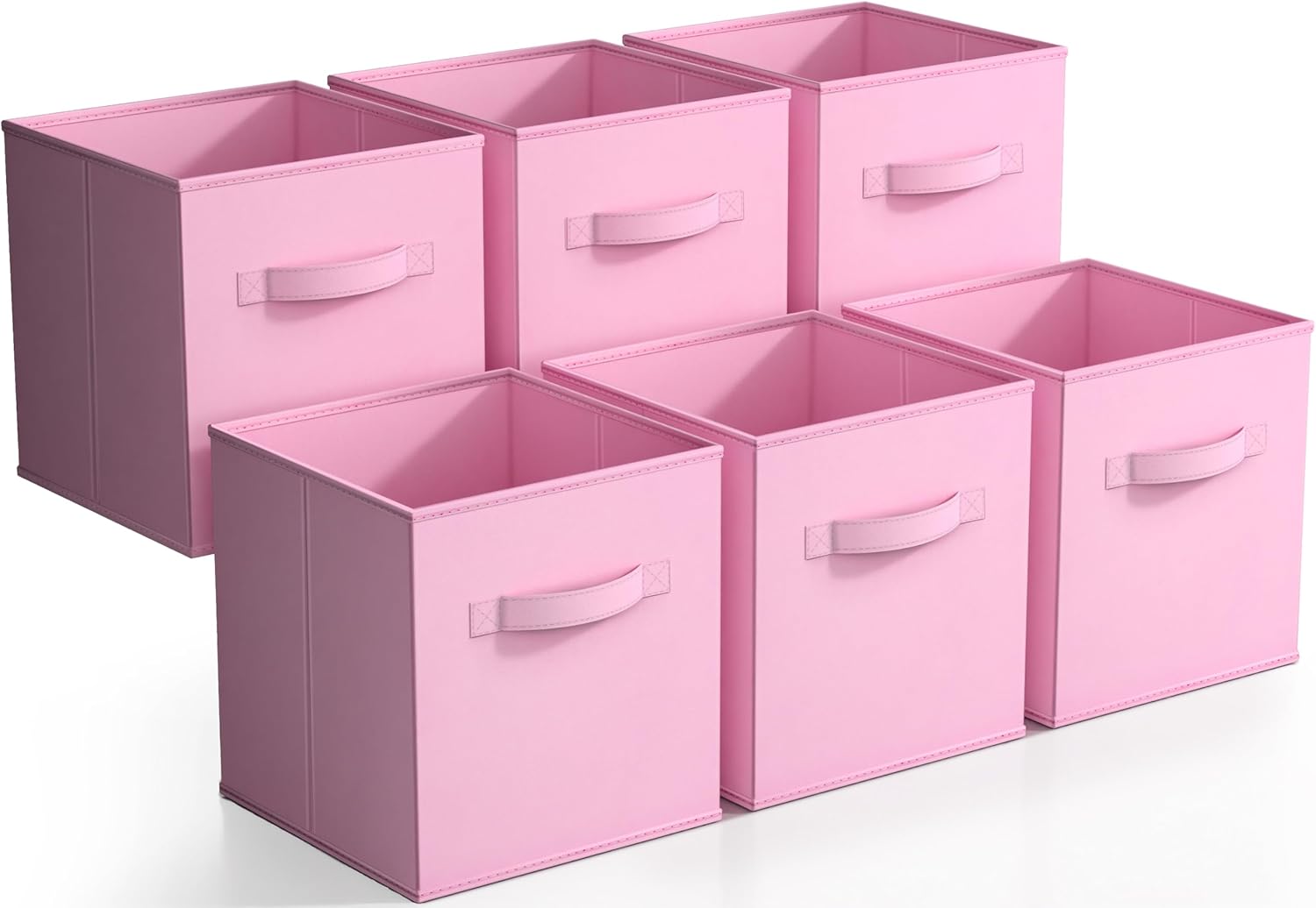 Sorbus Storage Cubes - 11-Inch Foldable Fabric Baskets for Organizing Home & Nursery | 6 Collapsible Cloth Bins in Pastel Pink
