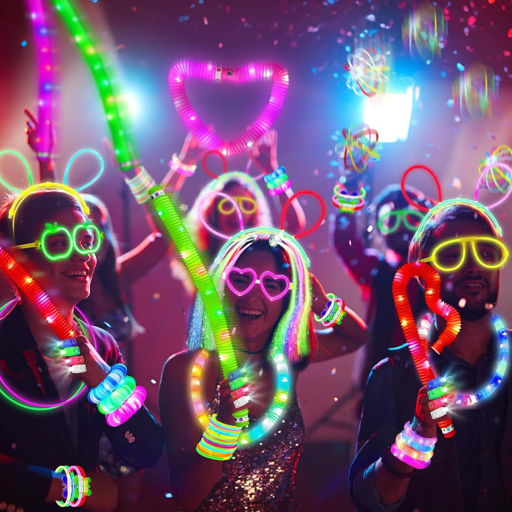SHQDD Glow in the Dark Party Supplies - 100 Neon Glow Sticks & 56 LED Light Up Toys for Kids & Adults