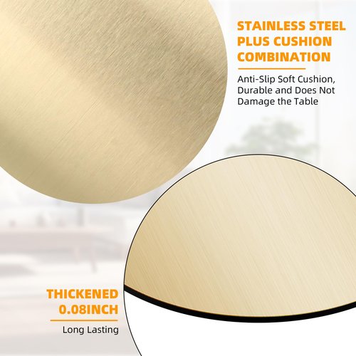 RMERVE Stainless Steel Coasters Set of 24, 4 Inches Gold Mirror Coasters, Non Slip Eva Base Round Modern Coaster for Drinks Coffee Table Glass Mug Cup Teacup