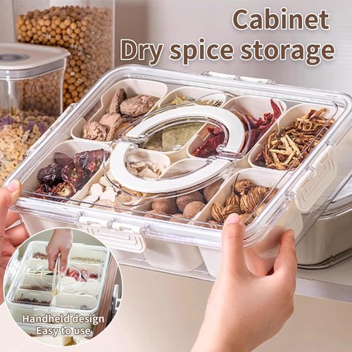 BUNTEY Snackle Box Container Tray with Lid and Handle, Fruit Storage Containers for Fridge, Divided Serving Tray with Lid, Snack Organizer, Portable Travel Snack Container, Perfect for Party, Travel