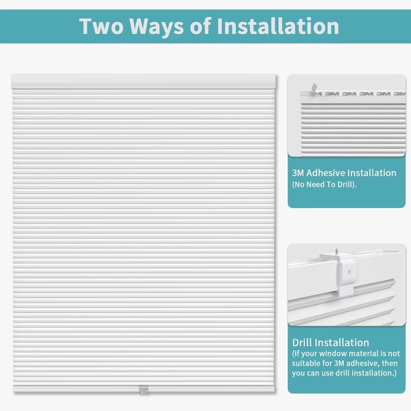 MYshade Cordless Cellular Window Shades No Tools No Drill Blackout Blinds for Indoor Windows Size 35" Wide X 72" Height White Room Darkening Window Blinds for Bedroom, Bathroom, Kitchen, Living Room