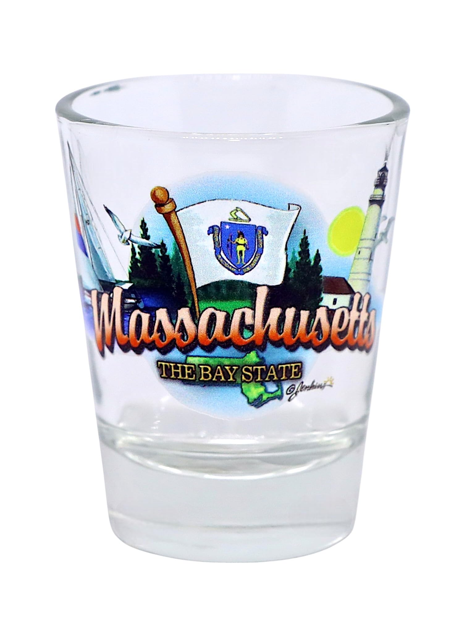 World By Shotglass Massachusetts Bay State Elements Shot Glass