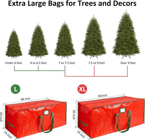 FUCDTEFC Christmas Tree Storage Bag - Heavy Duty 7.5 Ft Waterproof Container with Reinforced Handles & Dual Zippers (Red)