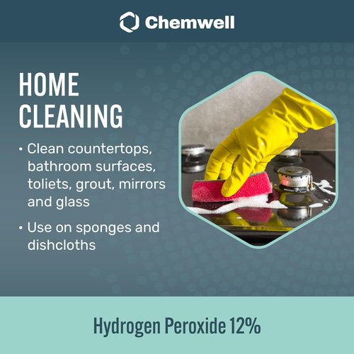 Chemwell 12% Hydrogen Peroxide - 4 Gallons (1 Gallon, 4 Pack) - Multi-Purpose Cleaner for Home, Kitchen, Bath, and Laundry - Made in USA - for Household Use