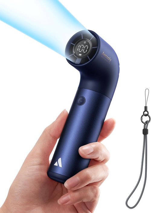 Aecooly Portable Handheld Fan - High-Speed Turbo Air Tube Fan, 19000 RPM, 15H Cooling, Mini Design - Blue