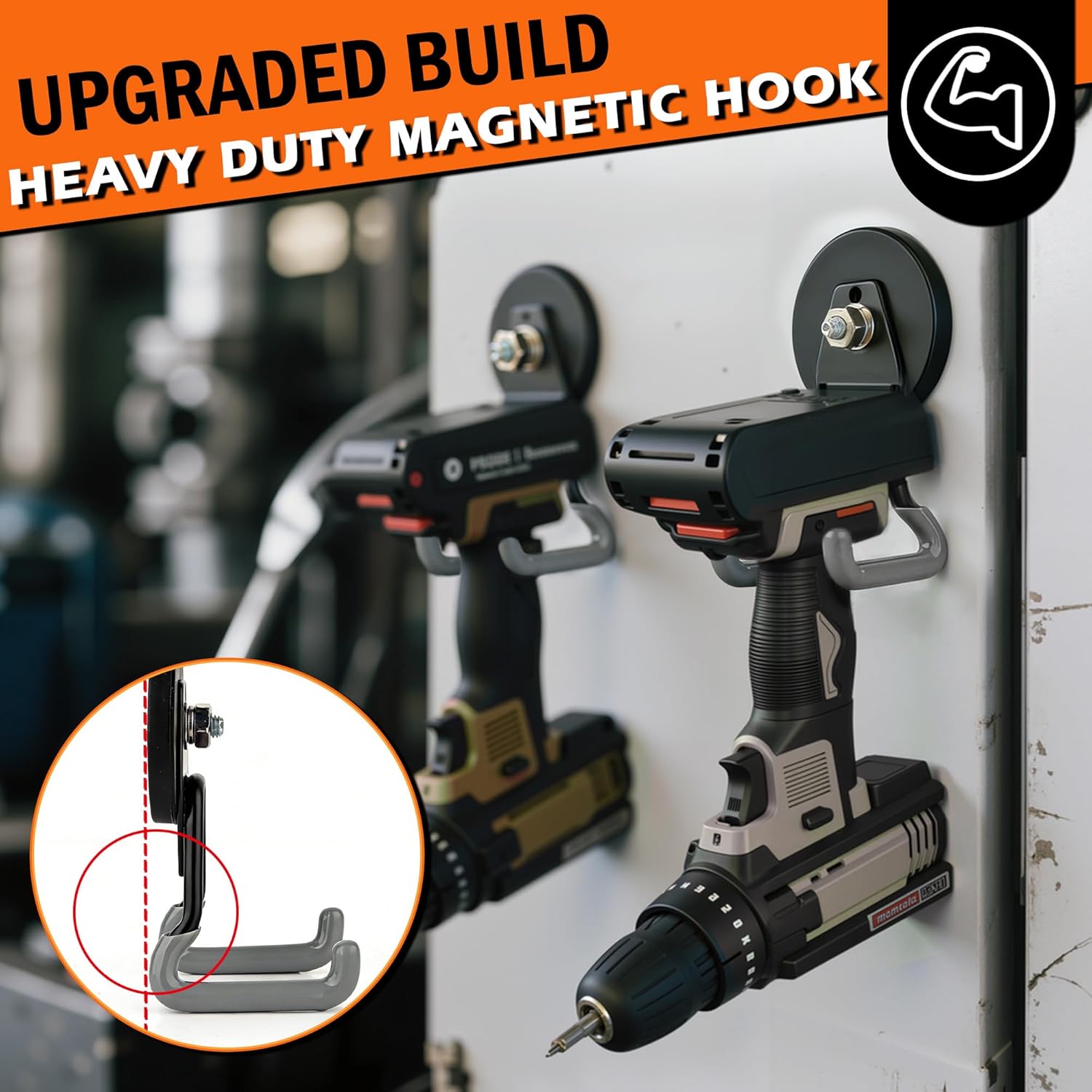 ULIBERMAGNET Heavy Duty Magnetic Hooks - 4 Pack Strong Large Magnet Hooks for Garage & Workshop (Gray)