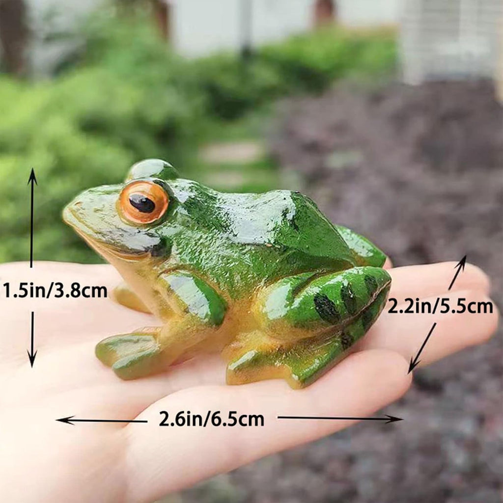 Skiennix Frog Statues - Miniature Resin Sculptures for Garden Decor | 2 Pcs Indoor/Outdoor Ornaments