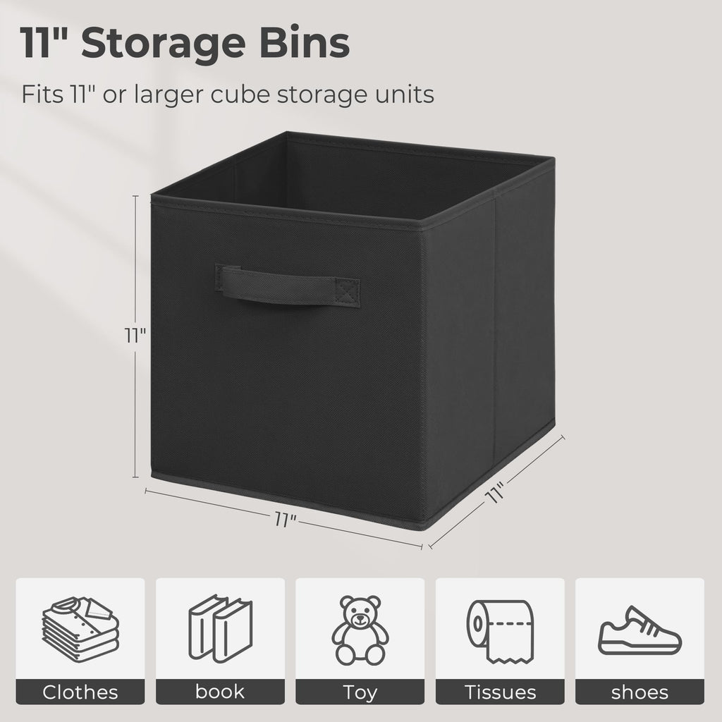 STORAGEIDEAS 11x11 Inch Storage Bins Cubes, Fabric Foldable Storage Box, Collapsible Closet Organizer for Clothes, Blankets, Office, Bedroom, Living Room, Shelf Cabinet, Bookcase, Black, 12 Pack