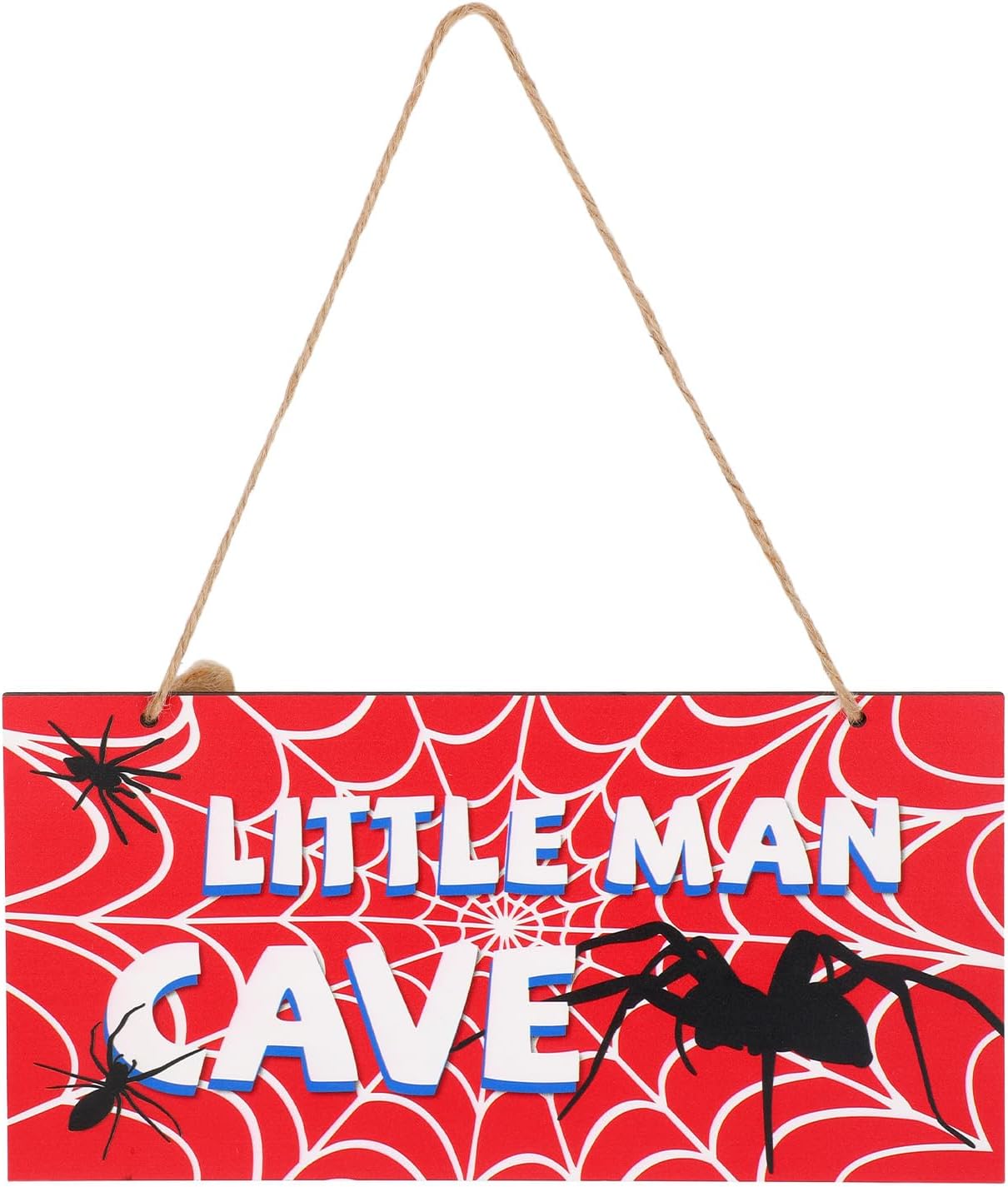 Skiennix Spider Door Sign - 12x6in Red Wooden Spider Web Nursery Decor | Unique Wall Art for Boys