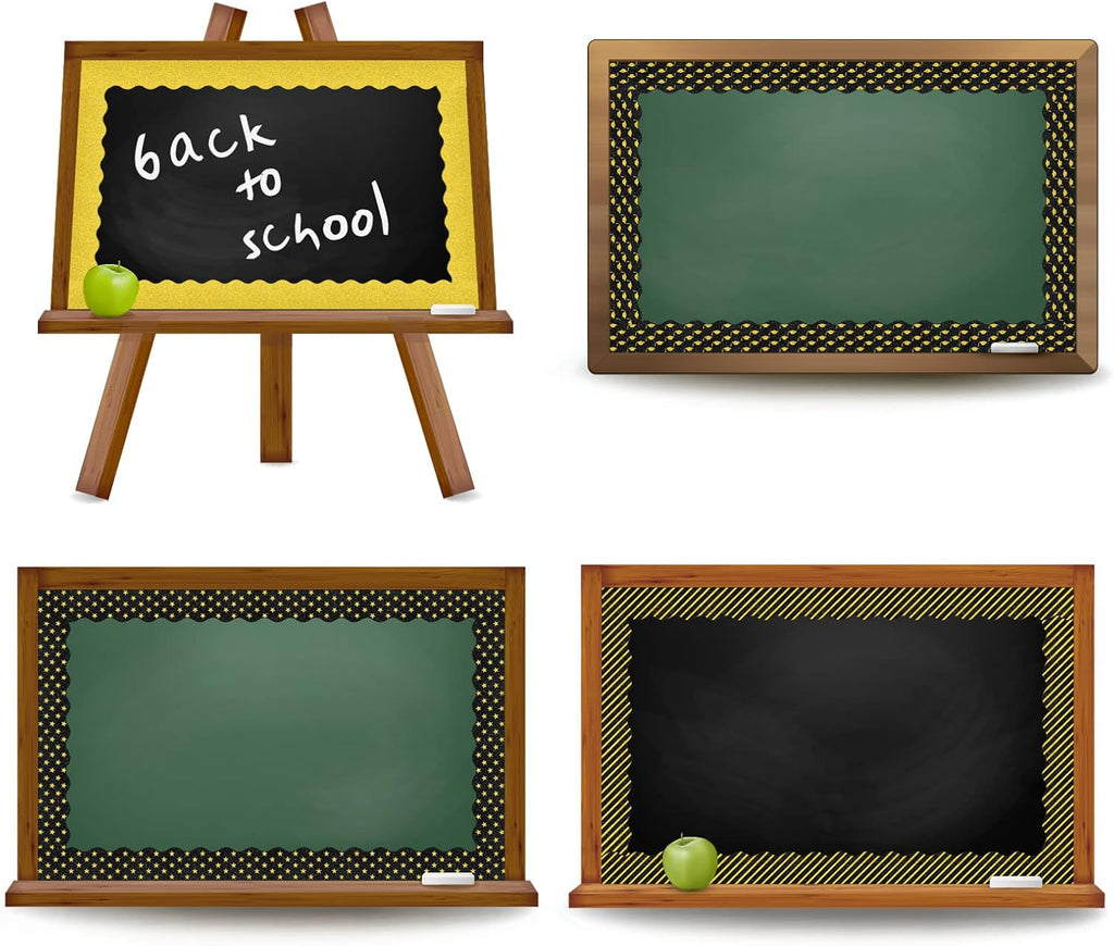 Whaline Graduation Bulletin Board Borders - Glitter Black & Gold Cap & Star Design | 69Ft Trim for Classroom & Party Decor