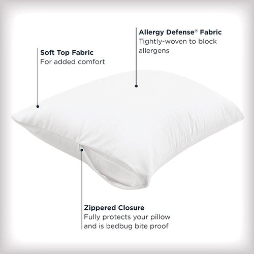 AllerEase Pillow Protectors Set of 4 - Advanced Allergy Protection, Moisture Wicking - Premium Polyester, Zippered Design