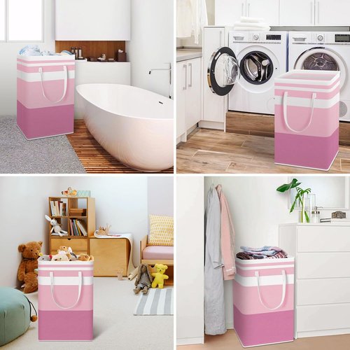 HomeHacks Large Waterproof Laundry Baskets - Collapsible Hampers with Reinforced Handles (Blue & Pink, 88L Each)