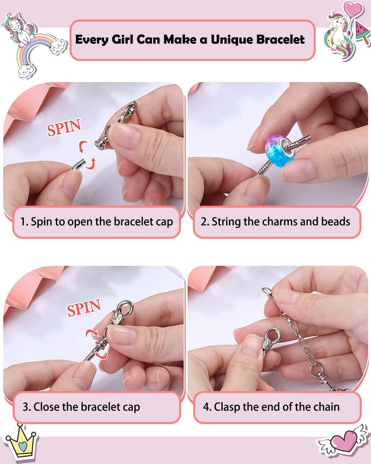 Skiennix Advent Calendar 2025 | Jewelry Making Kit for Girls - DIY Charm Bracelet Crafts for Ages 4-12
