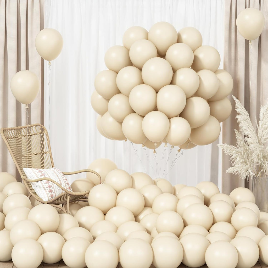 Skiennix Sand White Balloons - 100 Pack 5 Inch Beige Latex Balloons for Boho Party Decor